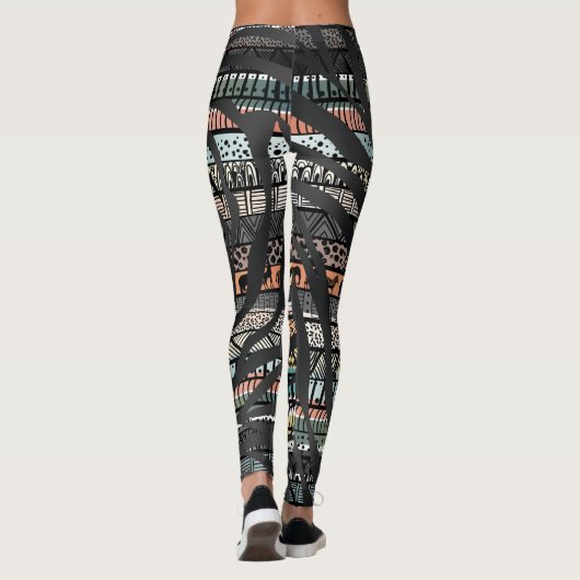 Tribal African Zebra Stripes Pattern Leggings (Achterkant)