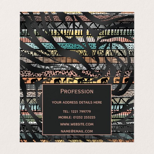 Tribal African Zebra Stripes Pattern Visitekaartje (Binnenkant ongevouwen)