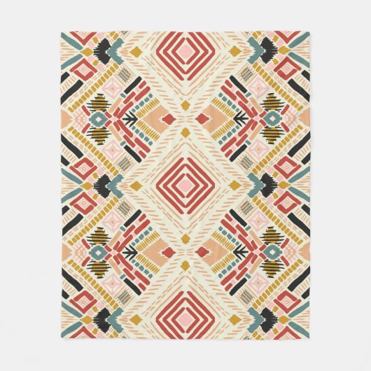 Tribal Afrikaanse Chevron Aztec Patroon Fleece Deken (Voorkant)