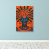 Tribal Afrikaanse vrouw illustratie met vet Canvas Afdruk (Insitu (Houten vloer))