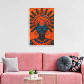 Tribal Afrikaanse vrouw illustratie met vet Canvas Afdruk (Insitu (Woonkamer))