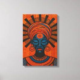 Tribal Afrikaanse vrouw illustratie met vet Canvas Afdruk