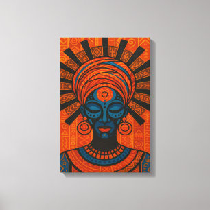 Tribal Afrikaanse vrouw illustratie met vet Canvas Afdruk