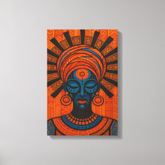 Tribal Afrikaanse vrouw illustratie met vet Canvas Afdruk