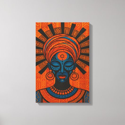 Tribal Afrikaanse vrouw illustratie met vet Canvas Afdruk (Voorkant)
