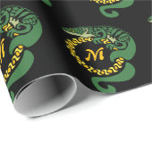 Tribal Alligator Lizard Hugging Sun Monogram Cadeaupapier (Rol Hoek)