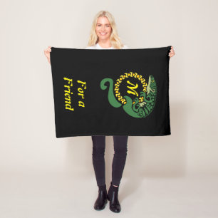 Tribal Alligator Lizard Hugging Sun Monogram Fleece Deken