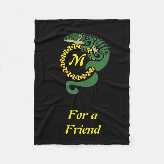 Tribal Alligator Lizard Hugging Sun Monogram Fleece Deken (Voorkant)