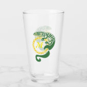 Tribal Alligator Lizard Hugging Sun Monogram Glas (Achterkant)