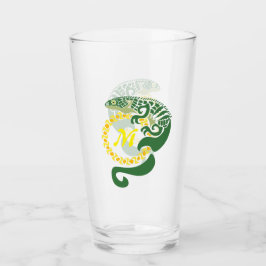 Tribal Alligator Lizard Hugging Sun Monogram Glas