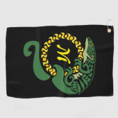 Tribal Alligator Lizard Hugging Sun Monogram Golfhanddoek (Horizontaal)