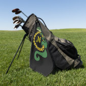 Tribal Alligator Lizard Hugging Sun Monogram Golfhanddoek (Groen)