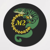 Tribal Alligator Lizard Hugging Sun Monogram Labels (Design 2)