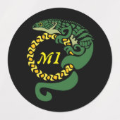 Tribal Alligator Lizard Hugging Sun Monogram Labels (Design 1)