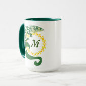 Tribal Alligator Lizard Hugging Sun Monogram Mok (Voorkant links)