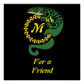 Tribal Alligator Lizard Hugging Sun Monogram Perfect Poster (Voorkant)