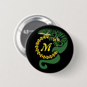Tribal Alligator Lizard Hugging Sun Monogram Ronde Button 5,7 Cm (Voorkant /achterkant)