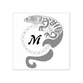 Tribal Alligator Lizard Hugging Sun Monogram Rubberstempel