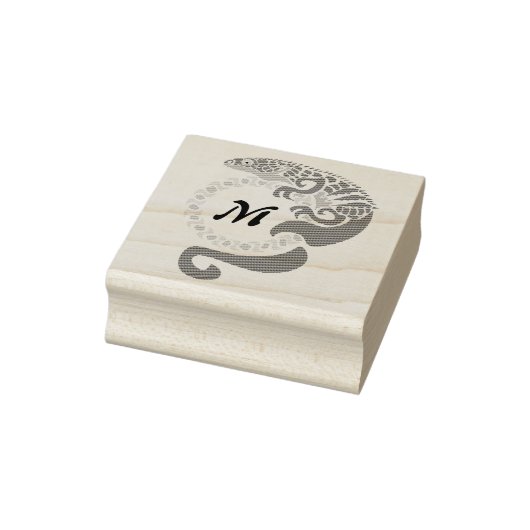 Tribal Alligator Lizard Hugging Sun Monogram Rubberstempel (Stempel)