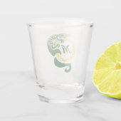 Tribal Alligator Lizard Hugging Sun Monogram Shot Glas (Achterkant)