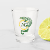 Tribal Alligator Lizard Hugging Sun Monogram Shot Glas (Voorkant)