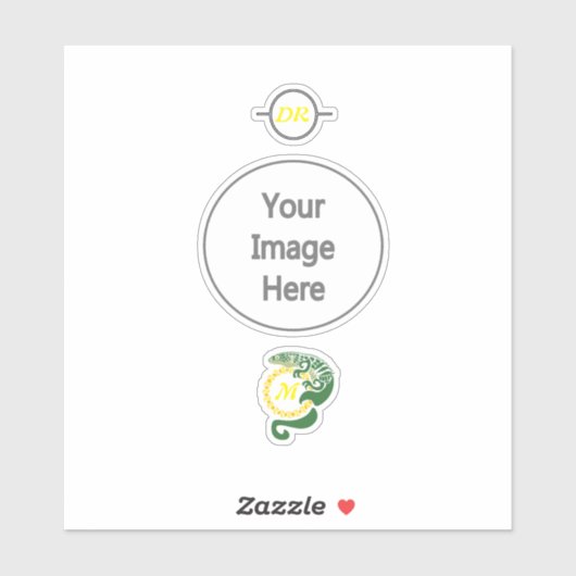 Tribal Alligator Lizard Hugging Sun Monogram Sticker (Vel)