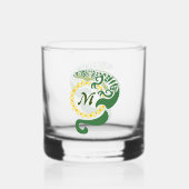 Tribal Alligator Lizard Hugging Sun Monogram Whisky Glas (Achterkant)