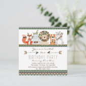 Tribal Animal Kinder Indiase verjaardagsfeestje Kaart (Staand voorkant)