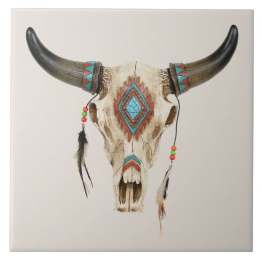 Tribal Animal Skull Tegeltje (Voorkant)