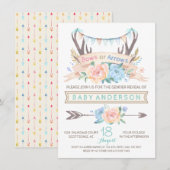 Tribal Antler Boho Genderonthulling Uitnodiging (Voorkant / Achterkant)