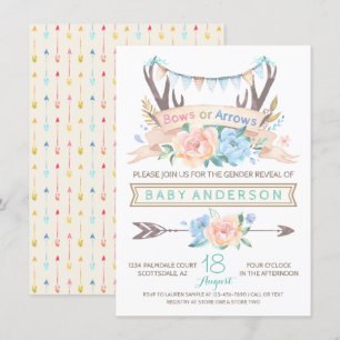 Tribal Antler Boho Genderonthulling Uitnodiging