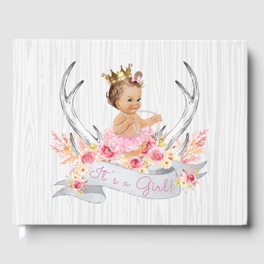Tribal Antler Boho Princess Baby shower gastenboek (Voorkant)