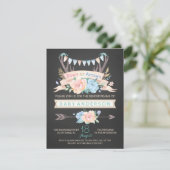 Tribal Antler Chalkboard Geslacht Onthulling Uitno Kaart (Staand voorkant)