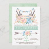 Tribal Antler Geslacht Onthulling Uitnodiging (Voorkant / Achterkant)