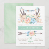 Tribal Antler Wild One 1st Verjaardag Uitnodiginge Kaart (Voorkant / Achterkant)