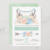 Tribal Antler Wild One 1st Verjaardag Uitnodiginge Kaart (Voorkant / Achterkant)