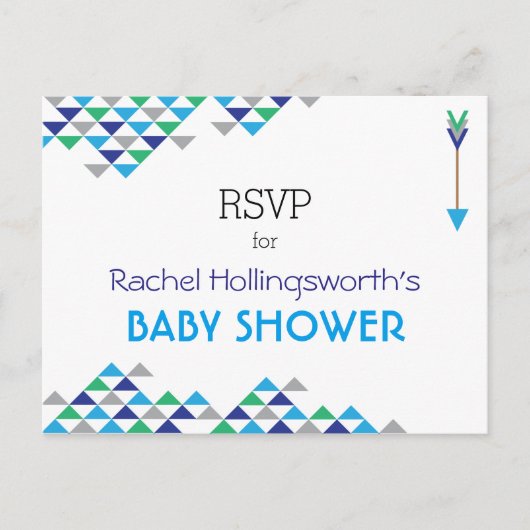 Tribal & Arrow Baby Boy Shower RSVP Briefkaart (Voorkant)
