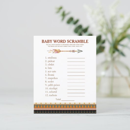 Tribal Arrow Baby shower Games (Staand voorkant)