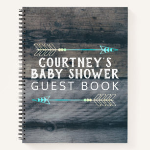 Tribal Arrow Baby shower Guest Book Rustic Wood Notitieboek