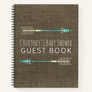 Tribal Arrow Baby shower Guest Book Rustige Burlap Notitieboek