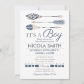 Tribal Arrow Baby shower Invitation Boy Kaart (Voorkant)