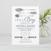 Tribal Arrow Baby shower Invitation Boy Kaart (Staand voorkant)