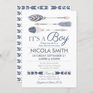 Tribal Arrow Baby shower Invitation Boy Kaart