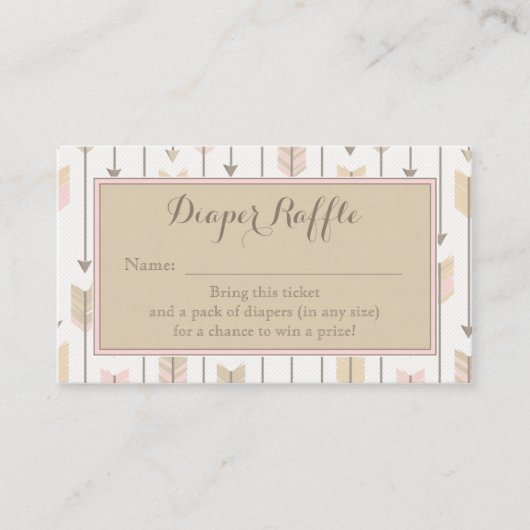 Tribal Arrow Baby shower Luier Raffle Ticket Tan Informatiekaartje (Voorkant)
