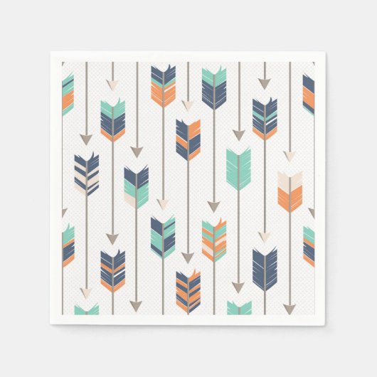Tribal Arrow Blauw Sinaasappel Green Paper servett Servetten (Voorkant)