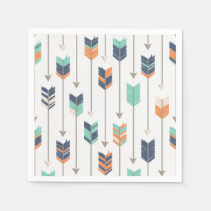 Tribal Arrow Blue Oranje Groenboek Napkins Servetten