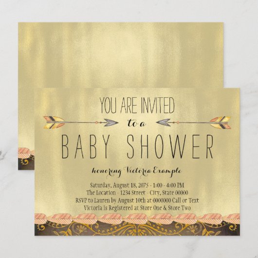 Tribal Arrow Boy Baby shower Kaart (Voorkant / Achterkant)