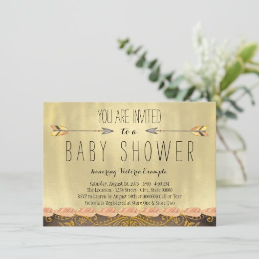 Tribal Arrow Boy Baby shower Kaart (Staand voorkant)