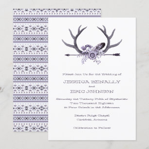 Tribal Arrow en Antlers Paars Kaart