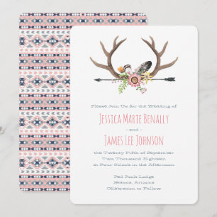 Tribal Arrow en Antlers Roze Kaart